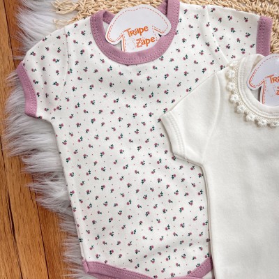 Conj. de Malha 3 peças - Coelhinha no Bolsinho - Uva e Off White